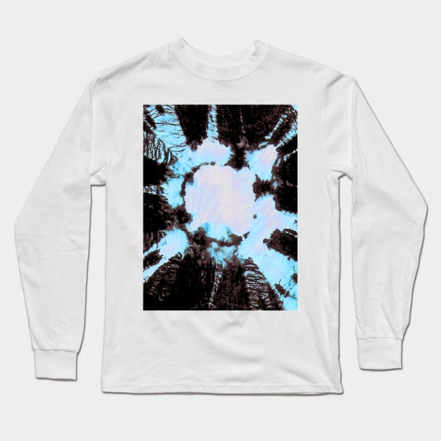 bleach art abstract design black blue Long Sleeve T-Shirt by FLOWING COLORS